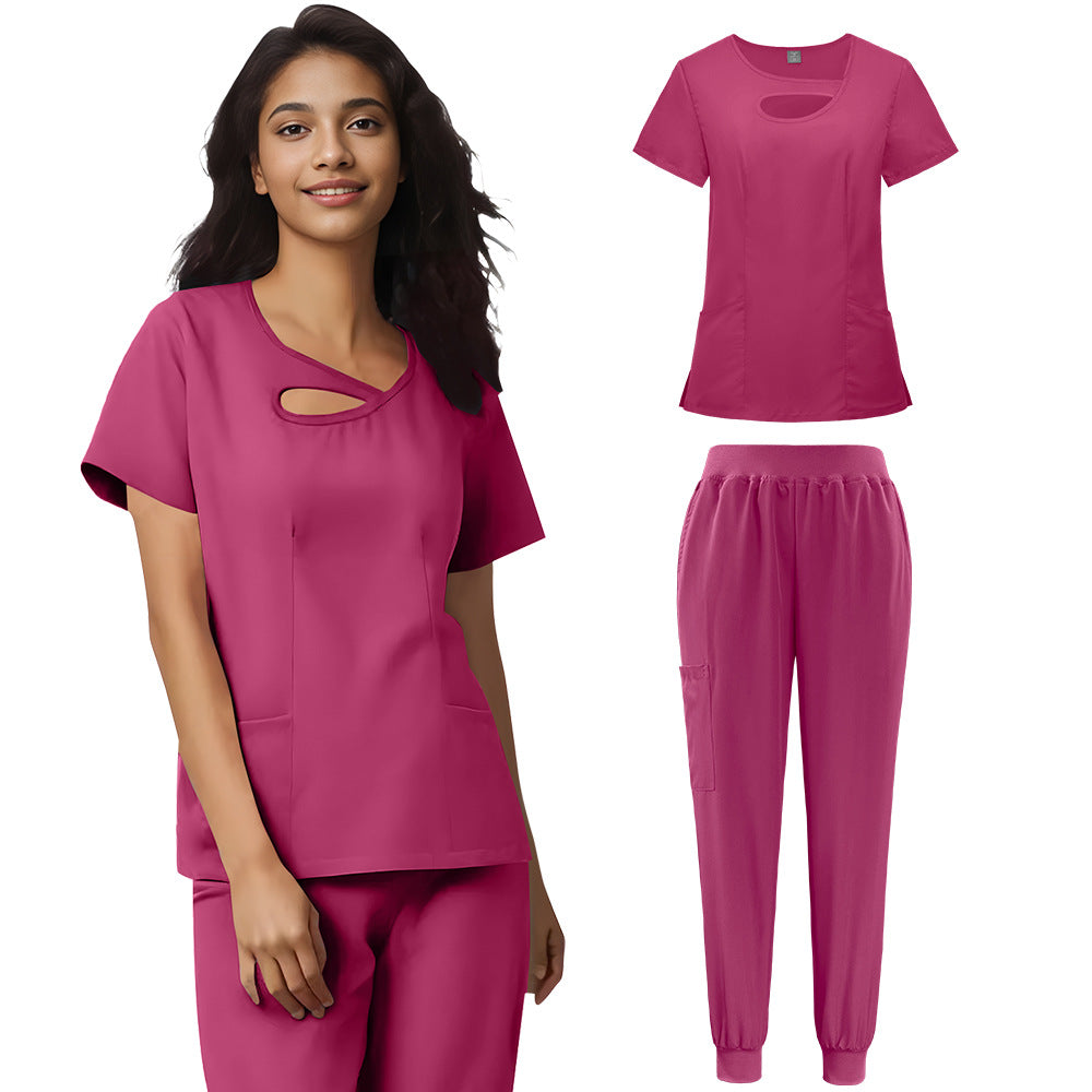 Women's Sexy Cutout Medical Uniforms Solid Color Uniform