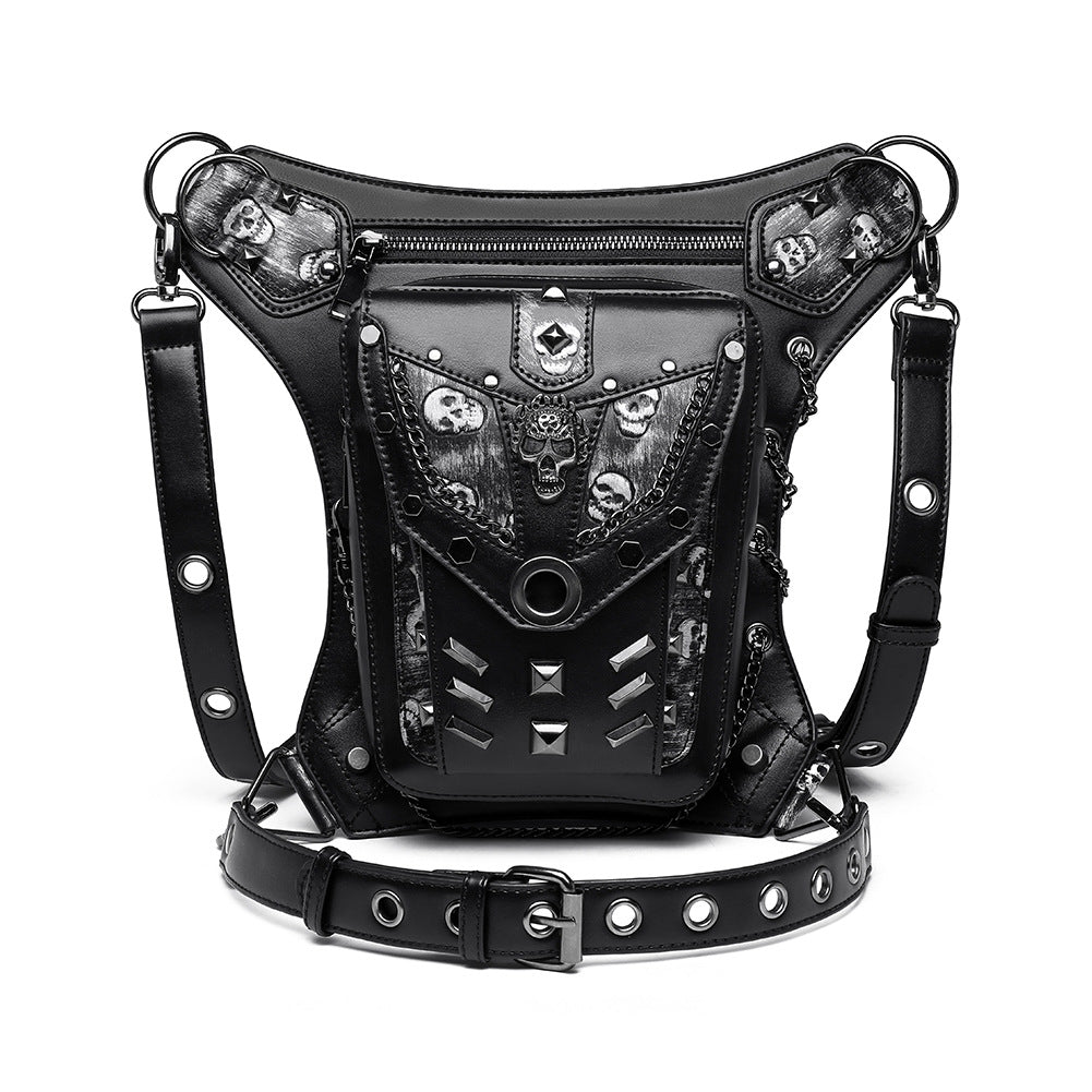 Women's & Men's Punk Style Chain Skull Motorcycle Women's Messenger Bag