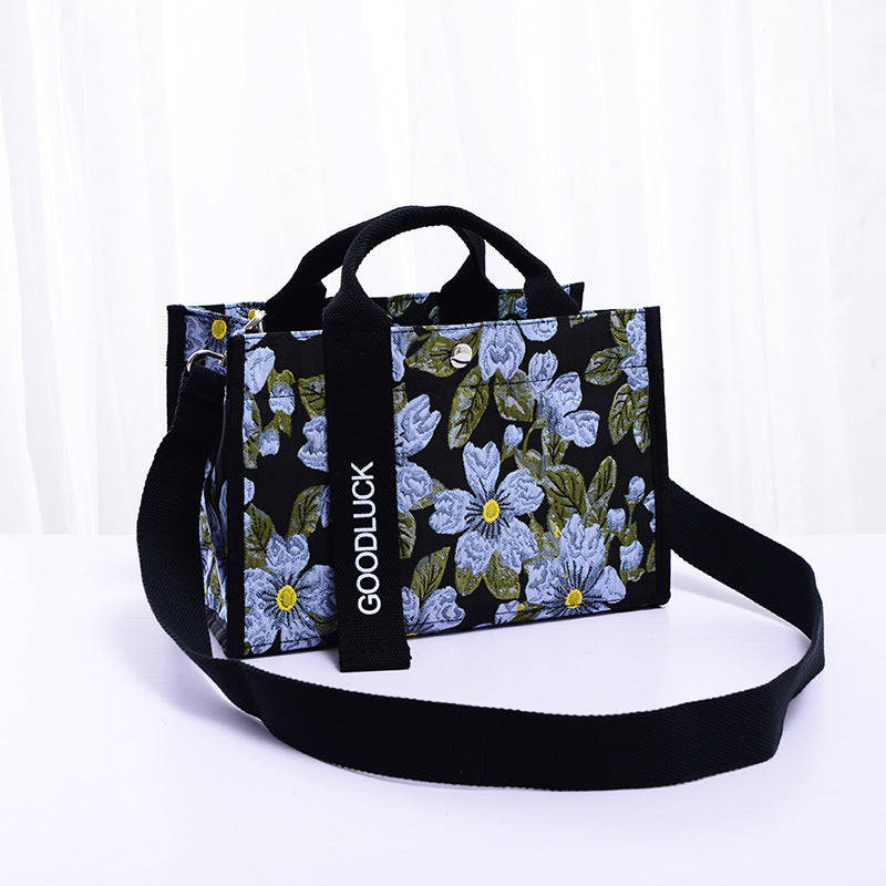 Women's Portable Waterproof Film Canvas Striped Handbags