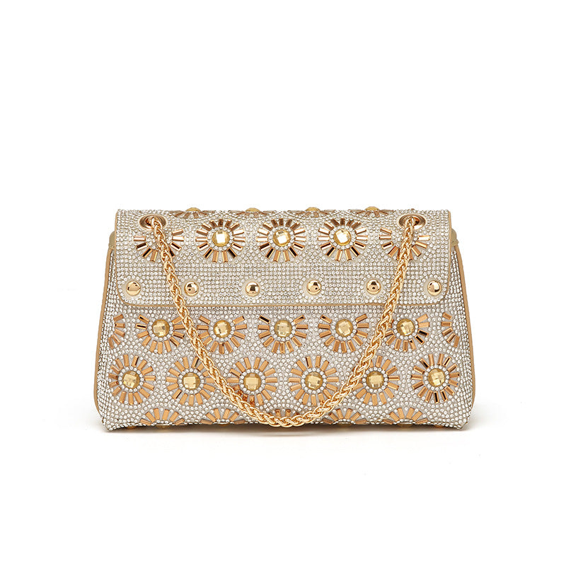 Women's Diamond Party Dinner Fashion Sunflower Shiny Shoulder Bags