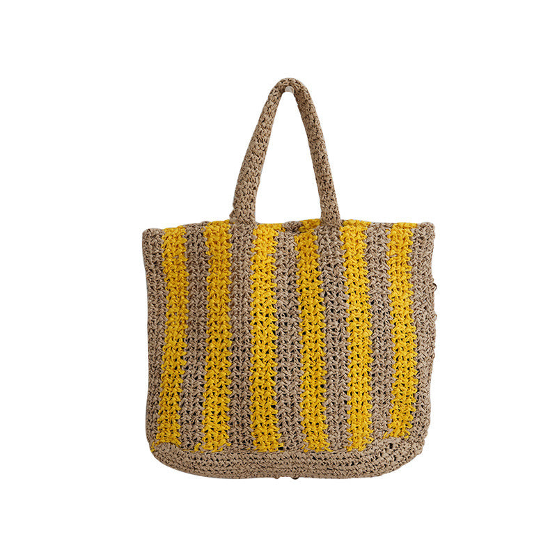 Vertical Stripes Hand-woven Letter Embroidery Fashion Woven Women's Shoulder Bag