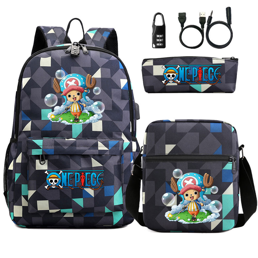 Women's & Men's & Cartoon One Piece Password Pencil Middle School Students' Schoolbags