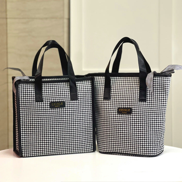 Women's Style Fashion Plaid Portable Large Capacity Toiletry Mummy Cosmetic Bags