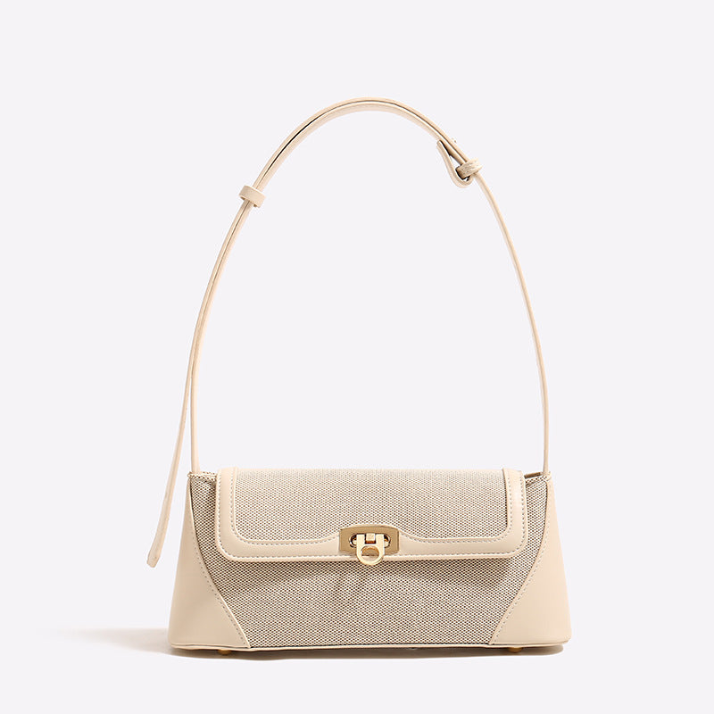 Women's French Style Summer Contrast Color Underarm Retro Hand Carrying Baguette Bags
