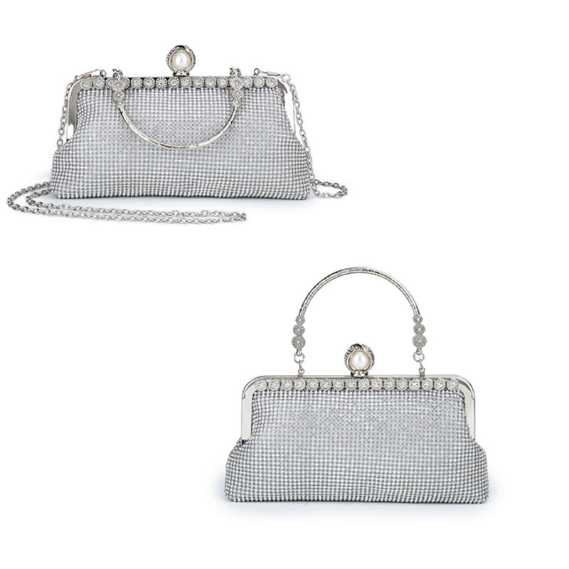 Women's Distinguished Diamond Sequined Dinner Dress Evening Bags