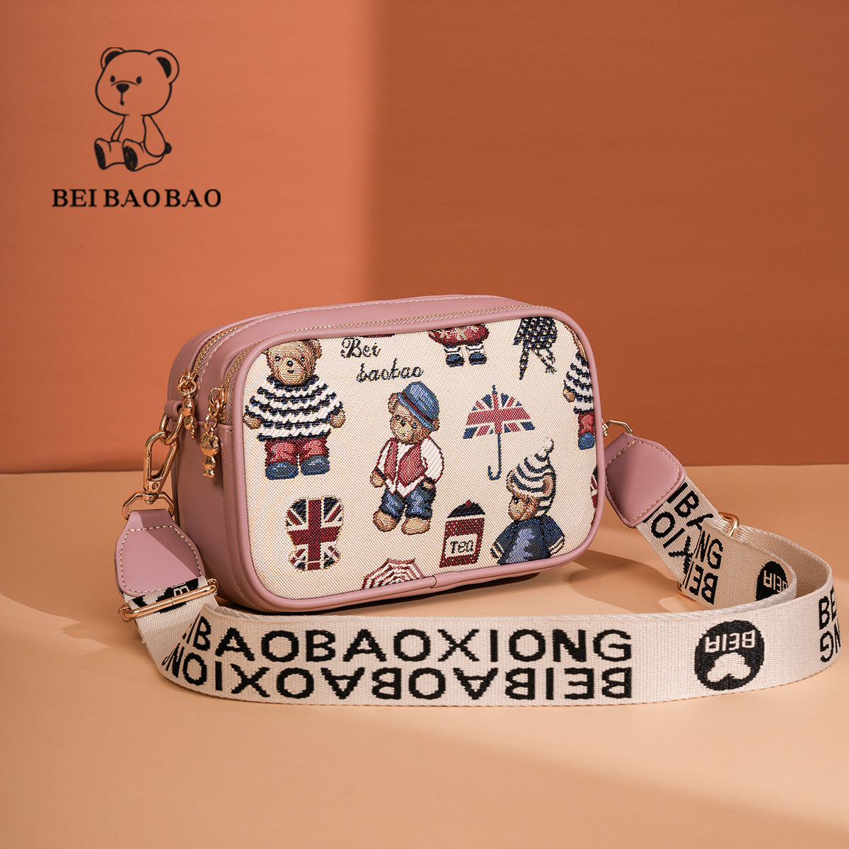 Source Cute Bear Contrast Color Niche Shopping Bags