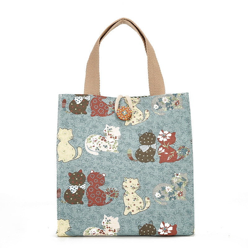 Women's Multifunctional Fashion Pouch Canvas Makeup Storage Lunch Box Portable Women's Handbag