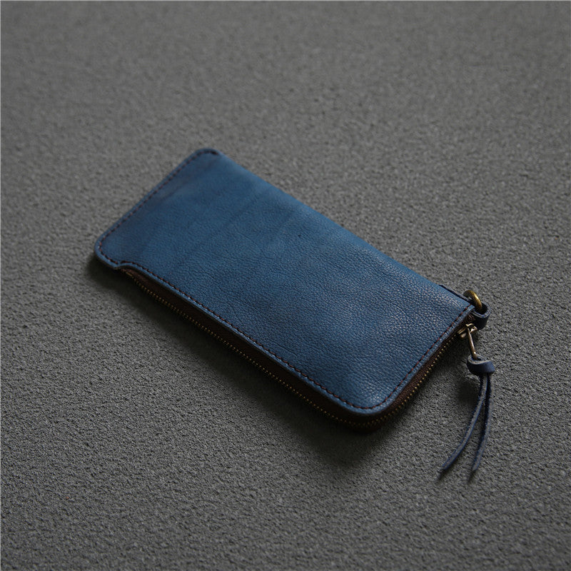Men's Long Genuine Leather First Layer Zipper Men's Wallets