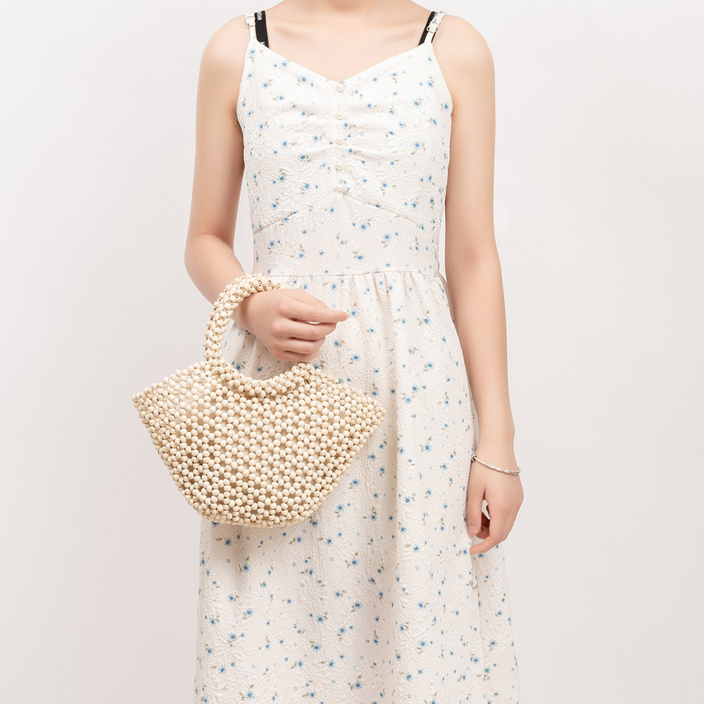 Women's Beach Vacation Hollow Out With Wooden Handbags