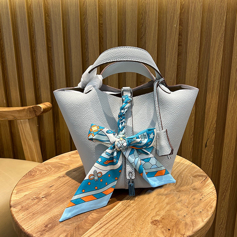 Women's Home Vegetable Basket Hand First Layer Cowhide Bags