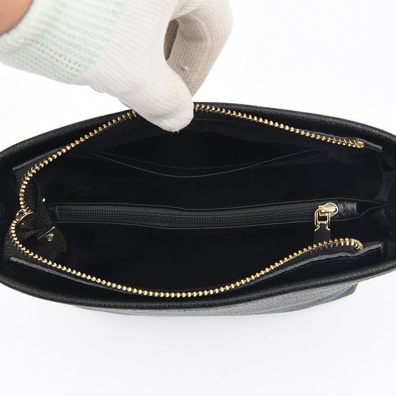 Women's Genuine Leather Wide Strap Closed Toe Layer Handbags