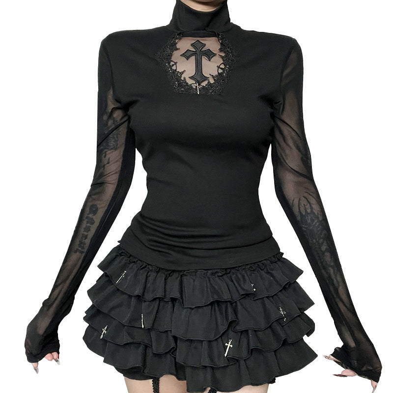 Women's Street Hot Easy Matching Mesh Long Blouses