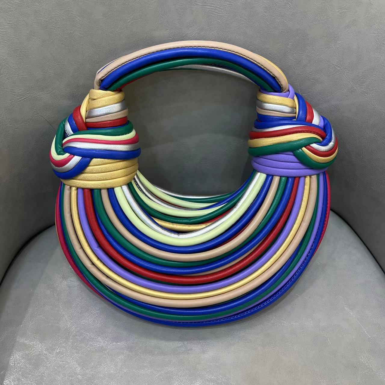 Colorful Noodle Fashion Simple Hand-woven Contrast Bags