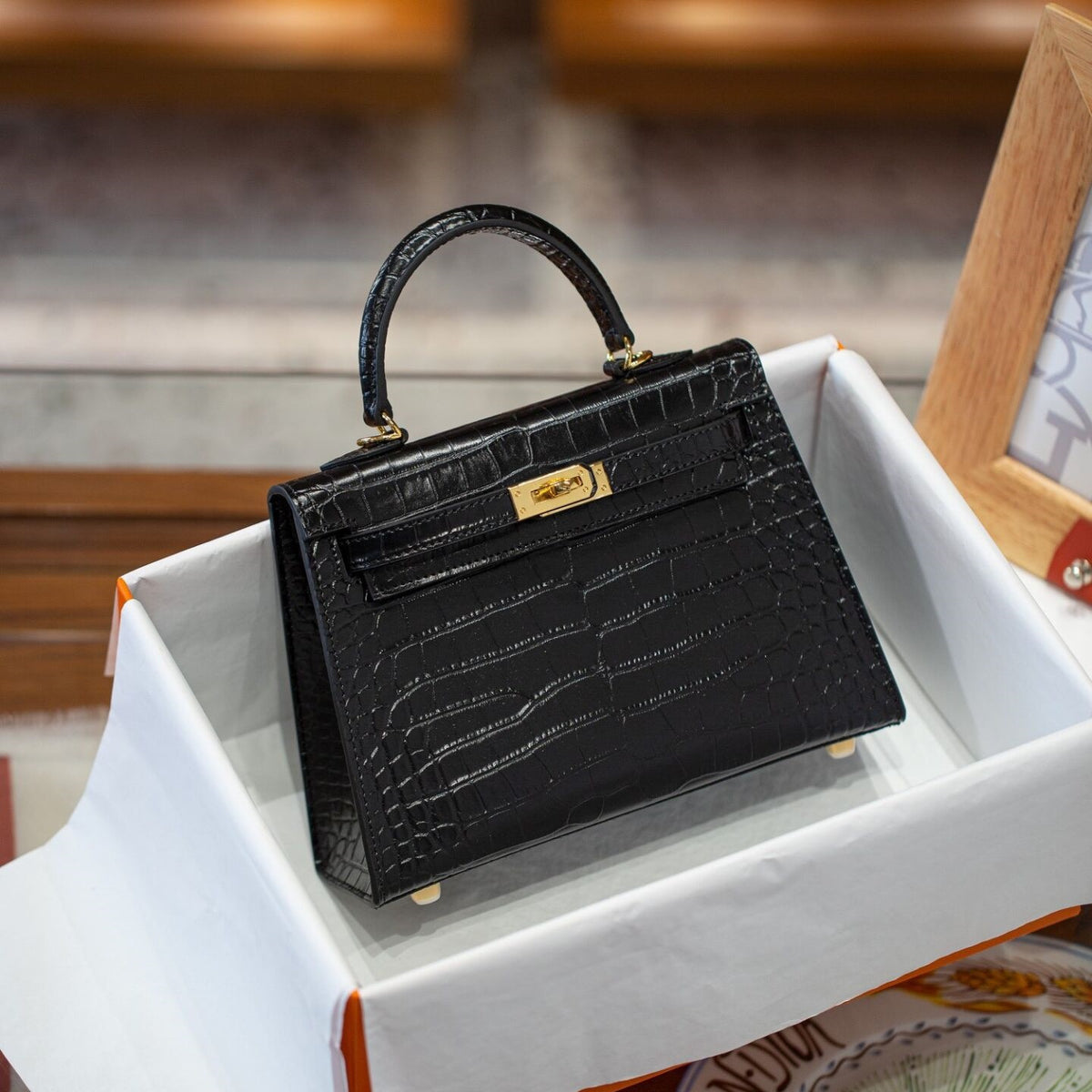 Women's Crocodile Pattern Second Generation Kelly Retro Bags