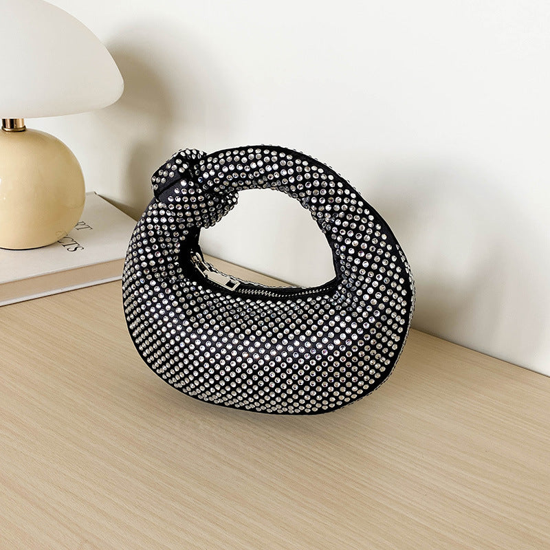High-grade Hand Shiny Rhinestone Moon Dumpling Women's Shoulder Bag