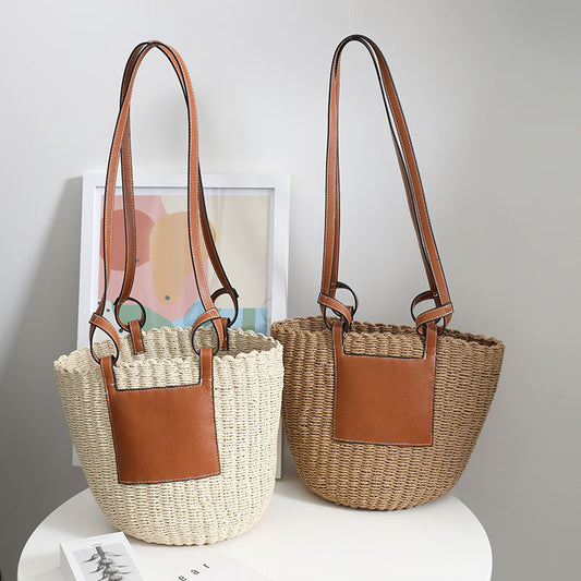 Retro Straw Niche Woven Seaside Vacation Shoulder Bags