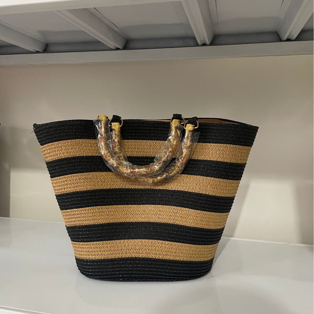 Stitching Single Large Capacity Bamboo Woven Tote Bags