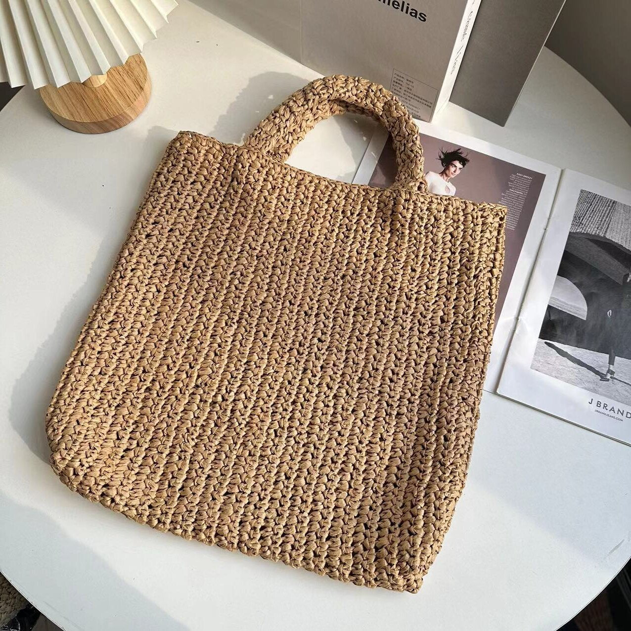 French Handmade Knitted Hand Portable Beach Handbags