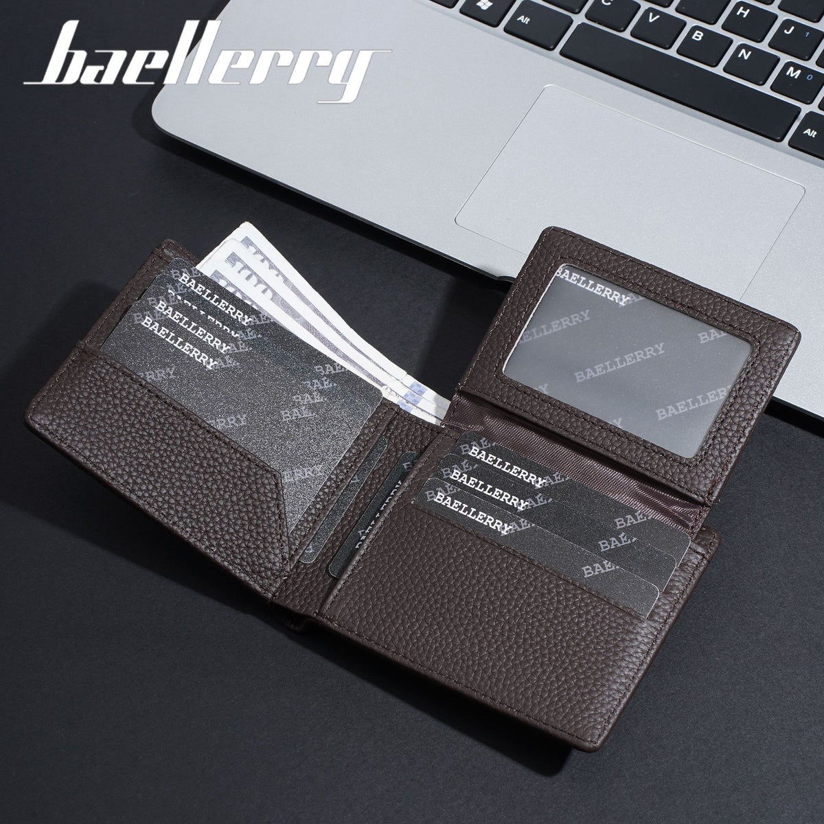 Men's Lychee Pattern Business Multi Slots Thin Leather Card Holder