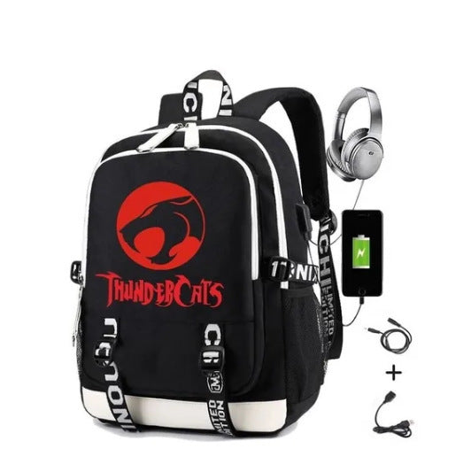 Stylish Spider Print Earphone Interface Computer Backpacks