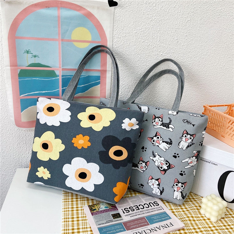 Women's Canvas Large Capacity Printed Korean Literary Women's Shoulder Bag