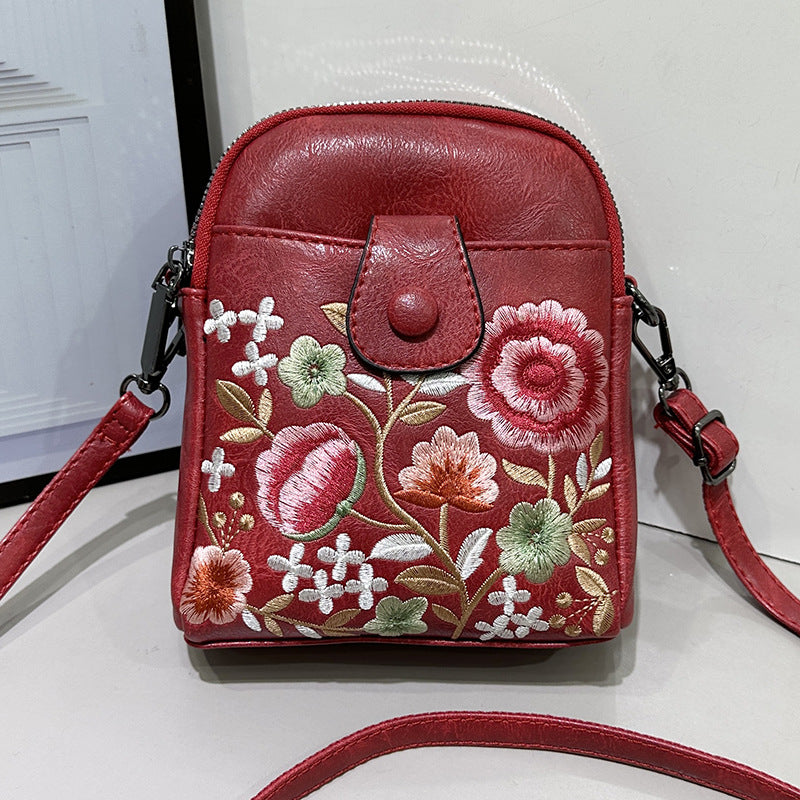Women's Fashion Female Embroidered Flower Mobile For Bags