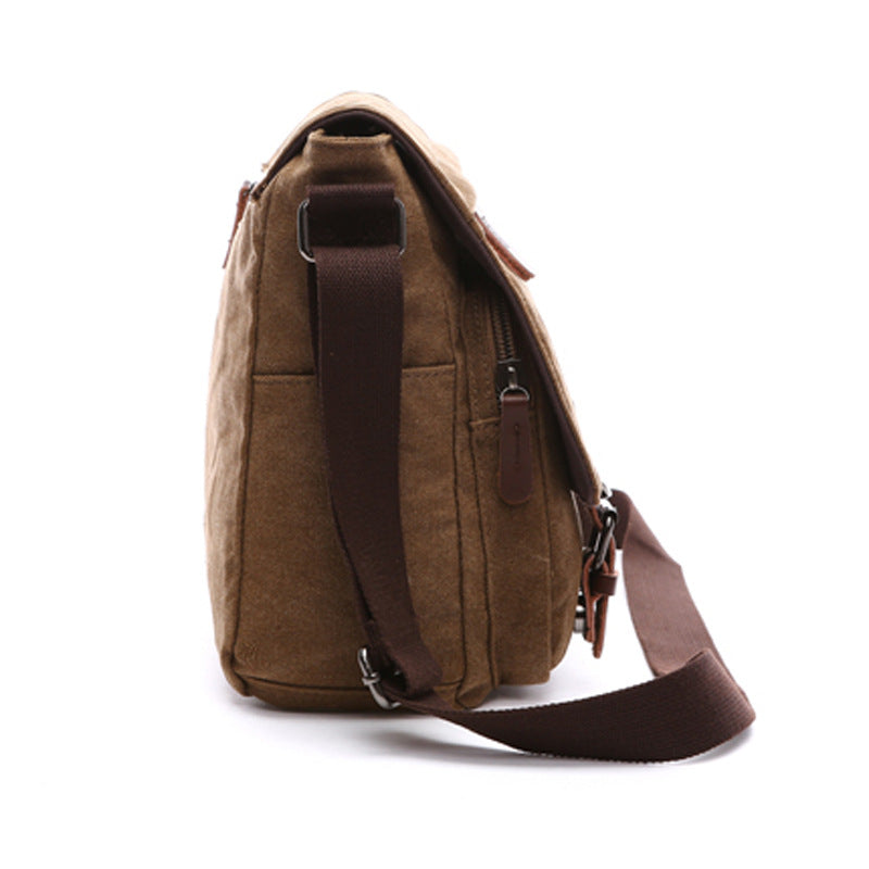 Men's Korean Style Trendy Computer Neutral Canvas Men's Shoulder Bags