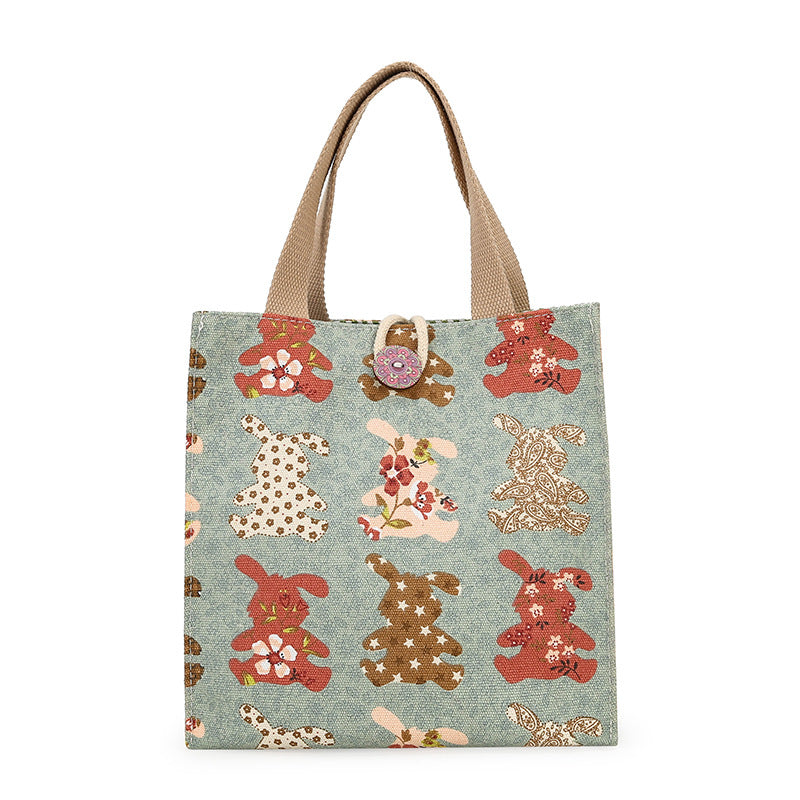 Women's Multifunctional Fashion Pouch Canvas Makeup Storage Lunch Box Portable Women's Handbag