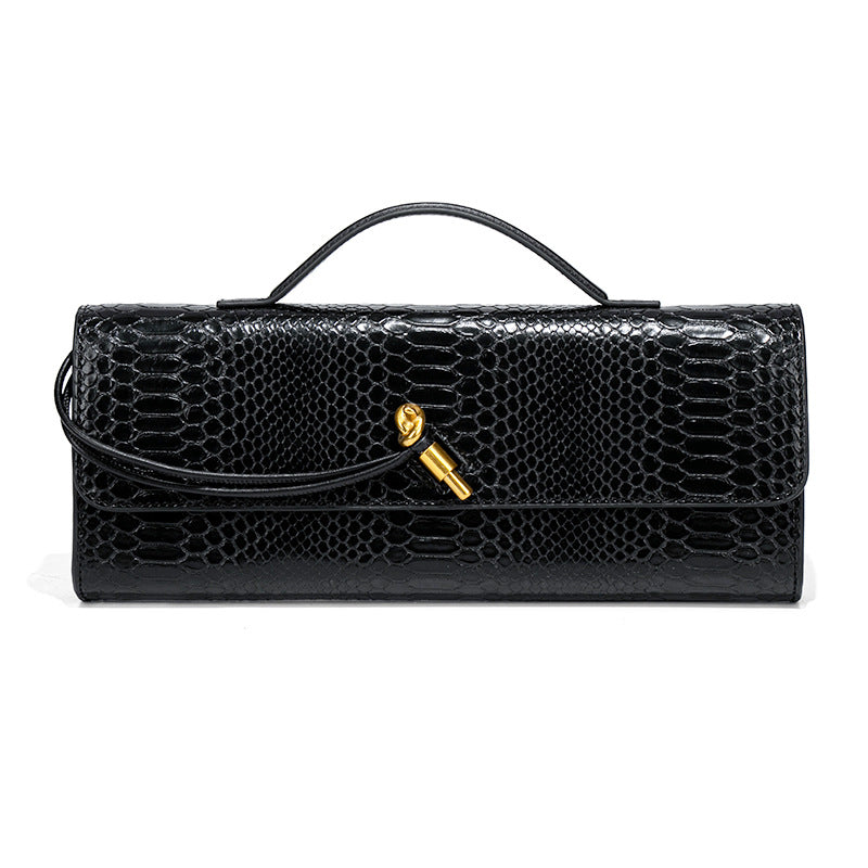 Crocodile Pattern Snake Clutch File Horizontal Crossbody Bags