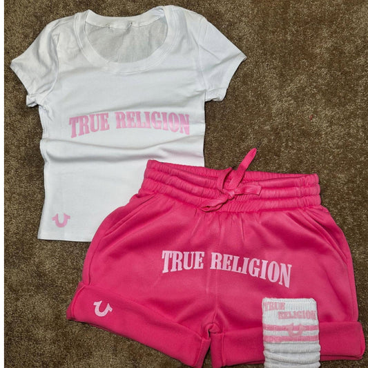 Women's Printed Sports Letter Short-sleeved Crew Neck Casual Suits