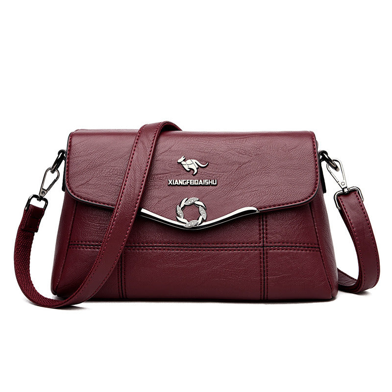 Women's Kangaroo Mother Simple Embroidery Line Shoulder Bags