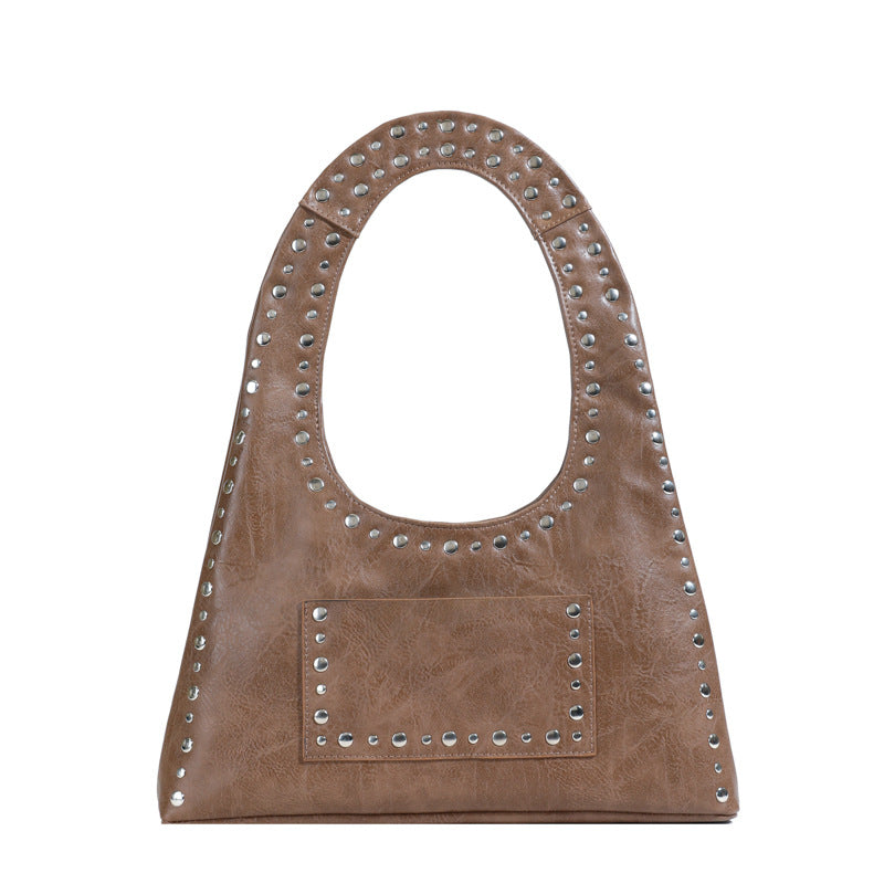 Fashion Motorcycle Oil Wax Leather Simple Waste Armpit Bags