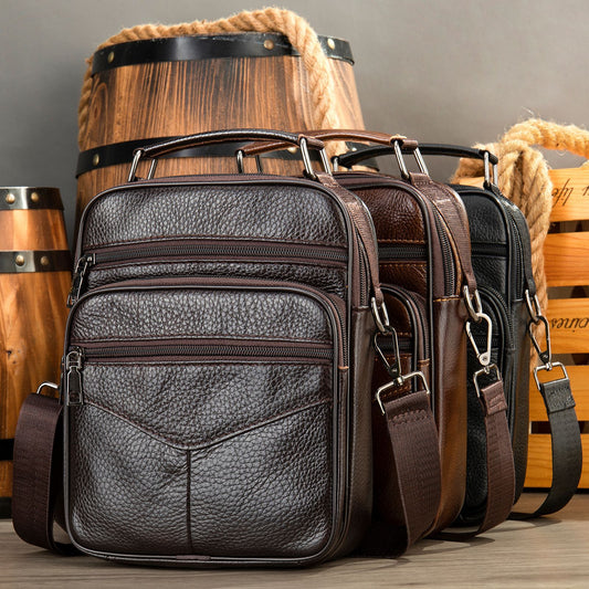 Men's Layer Cowhide Large Capacity Business Commute Men's Shoulder Bags