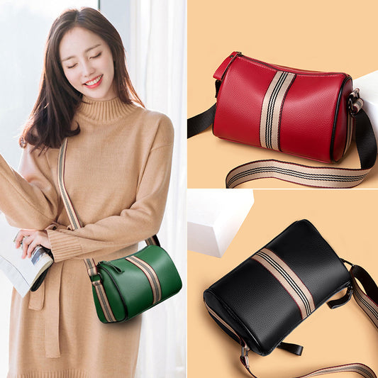 Women's Leather Fashion Litchi Pattern Contrast Color Shoulder Bags