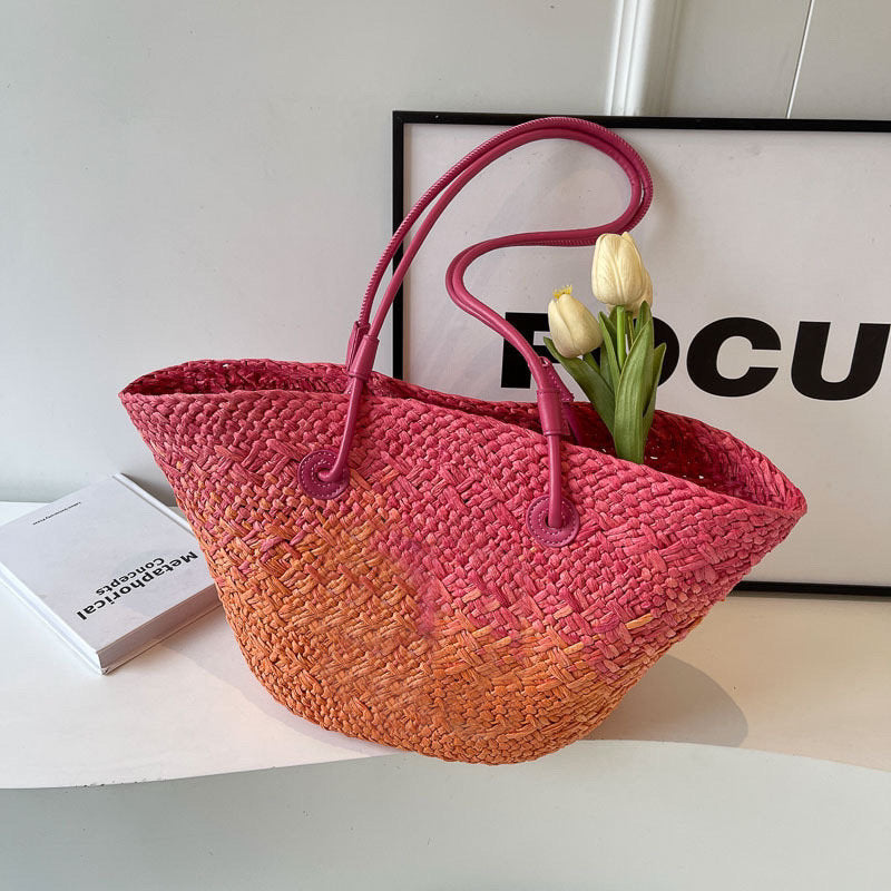 Straw Large Capacity French Hand-woven Holiday Crossbody Bags