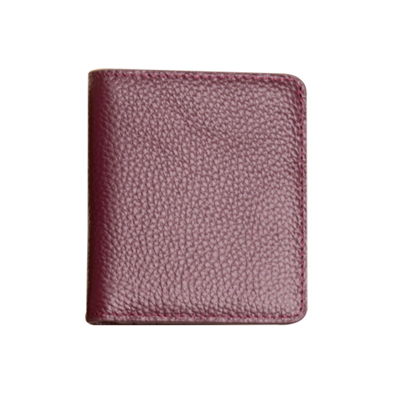 Genuine Leather Swiping Short Multiple Slots Ladies Wallet