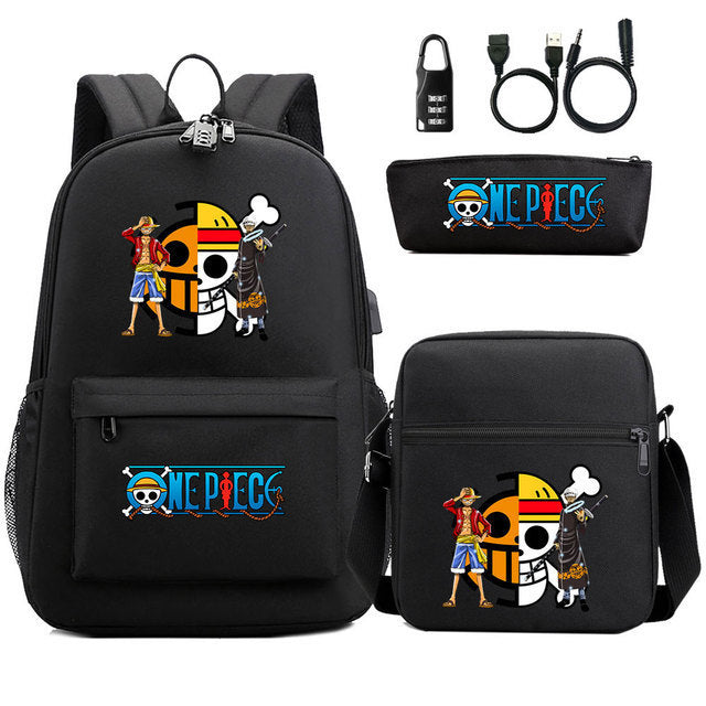 Women's & Men's & Cartoon One Piece Password Pencil Middle School Students' Schoolbags