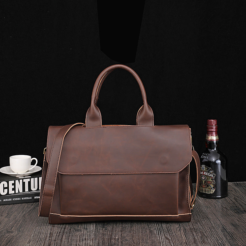 Men's Korean Retro Trendy Crazy Horse Leather Men's Briefcases