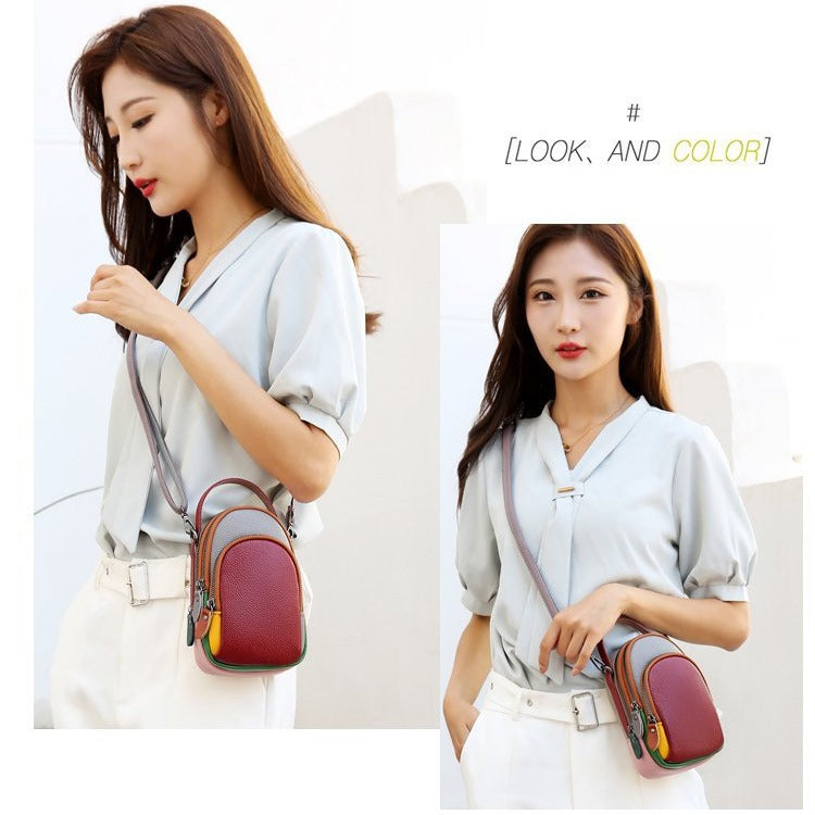 Women's Cow Leather Candy Color Korean Mini Shoulder Bags