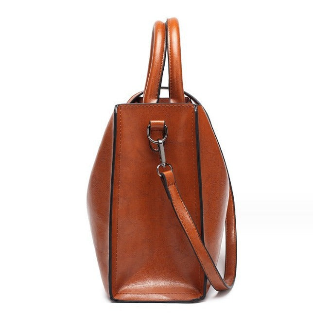 Glamorous Women's Fashion Oil Leather Simple Bags