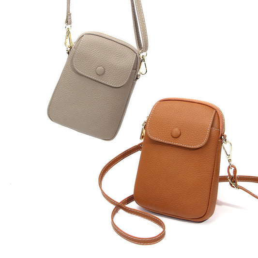 Women's Cowhide Vertical Fashion Simple Mobile Cell Phone Bags