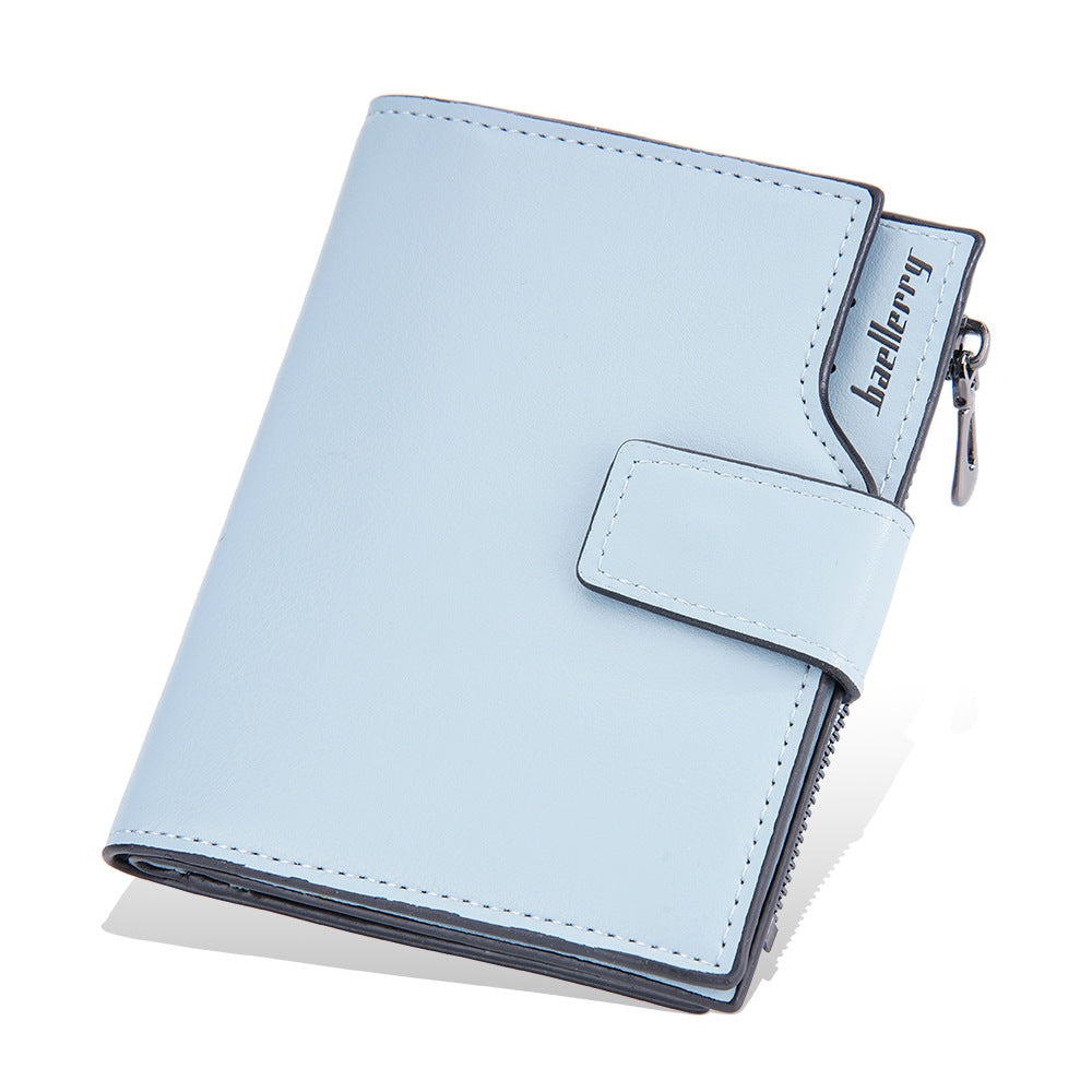 Women's Leather Short Korean Style Multiple Slots Zipper Hasp Ladies Wallet
