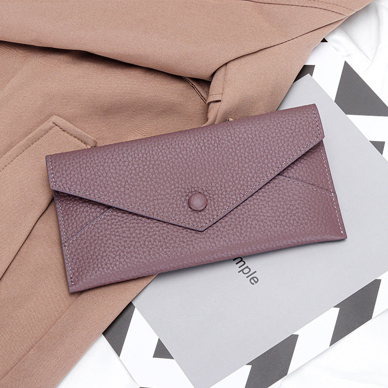 Women's Long Genuine Leather Soft Banknote Clip Ladies Wallet