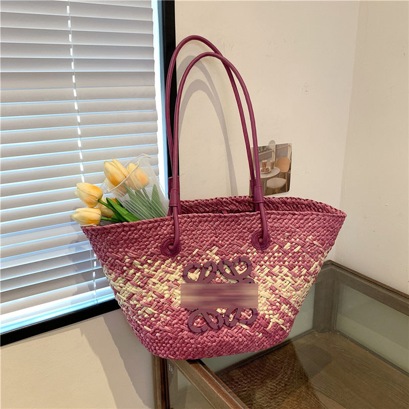 Straw Large Capacity French Hand-woven Holiday Crossbody Bags