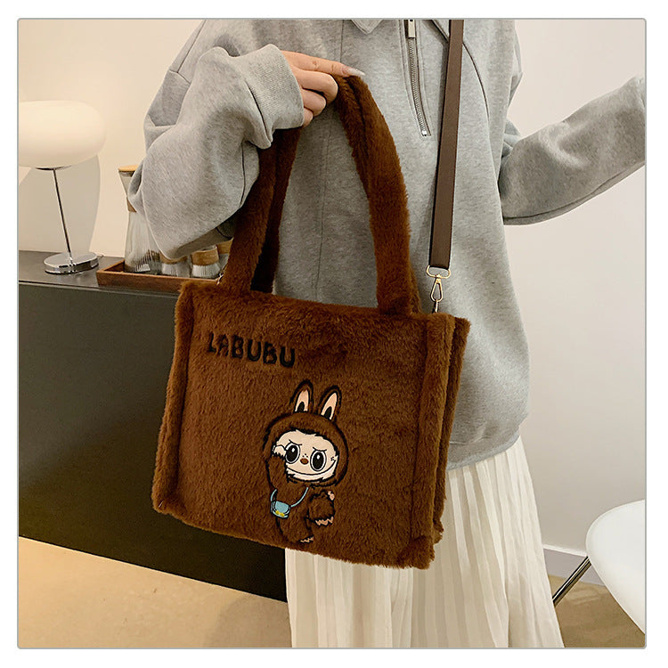 Women's Rabbit Plush For Make-up Cute Automobiles Curtain Cloth Birthday Shoulder Bags
