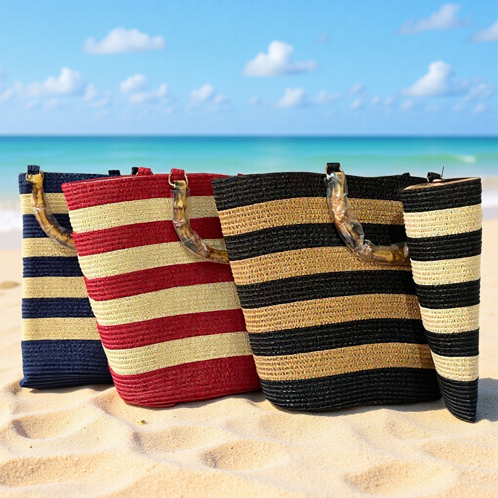 Stitching Single Large Capacity Bamboo Woven Tote Bags