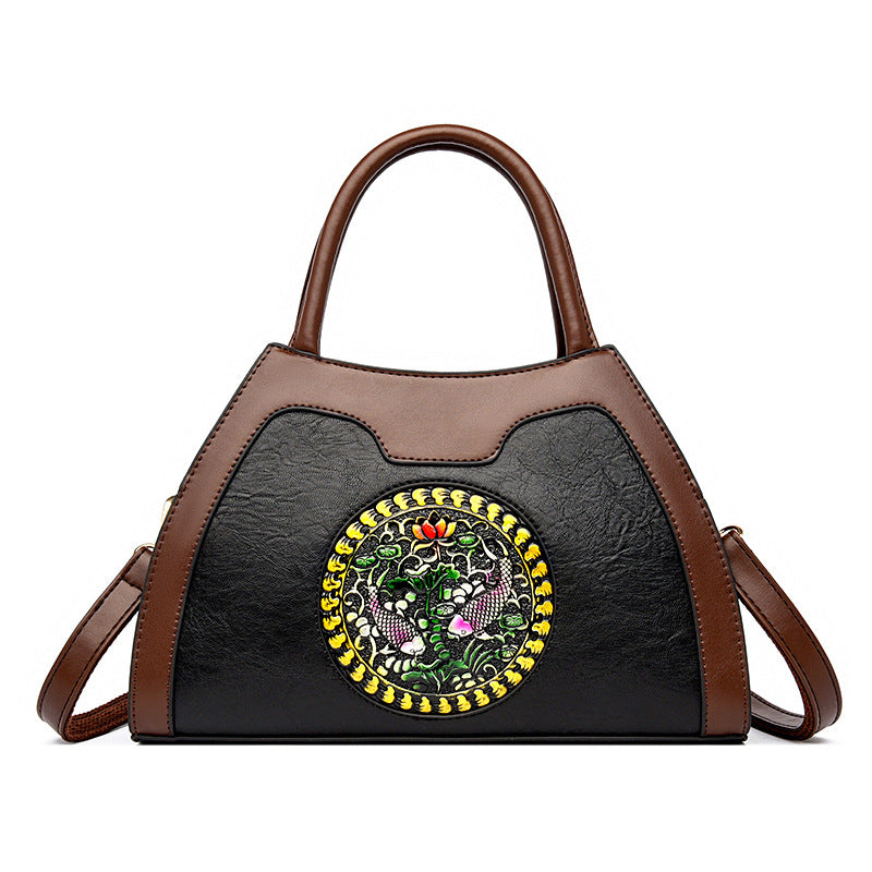 Women's Elegant National Style Soft Leather Mother Women's Handbag