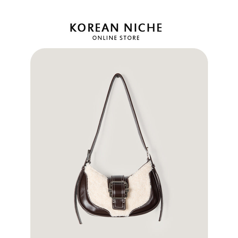 Women's Korean Contrast Color Baguette Advanced Texture Bags