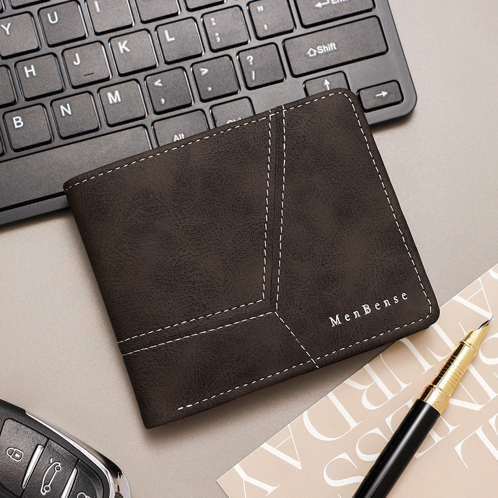 Men's Trendy Patchwork Short Multiple Slots Hinge Coin Purses
