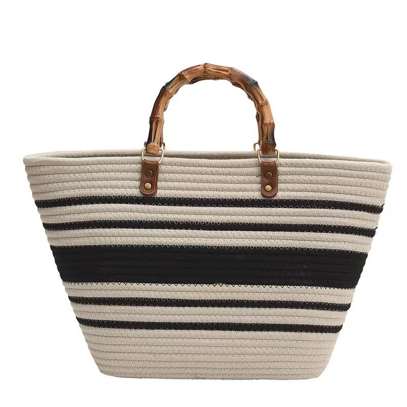 Women's Woven Fashion Bamboo Joint Portable Cotton Rope Women's Handbag